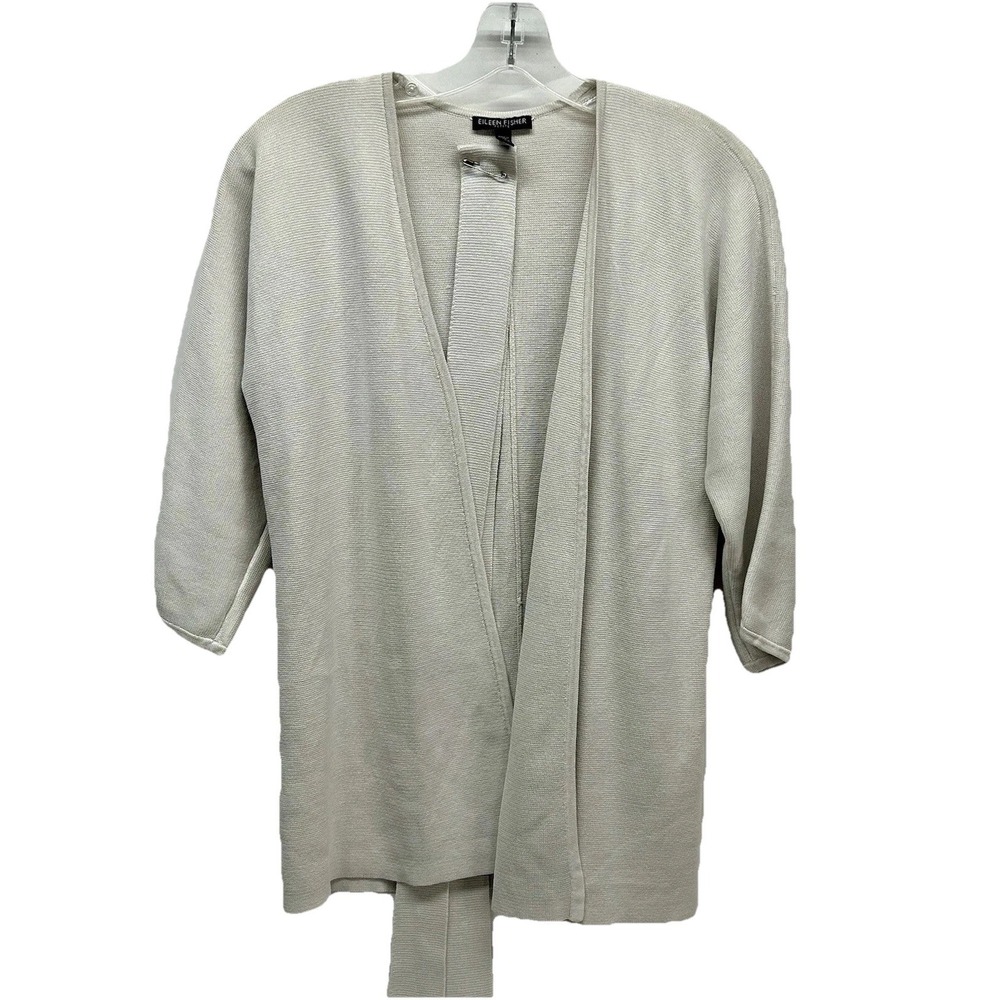 Eileen Fisher Petite Women's Grey PS Silk Blend Open Cardigan Sweater (E1)